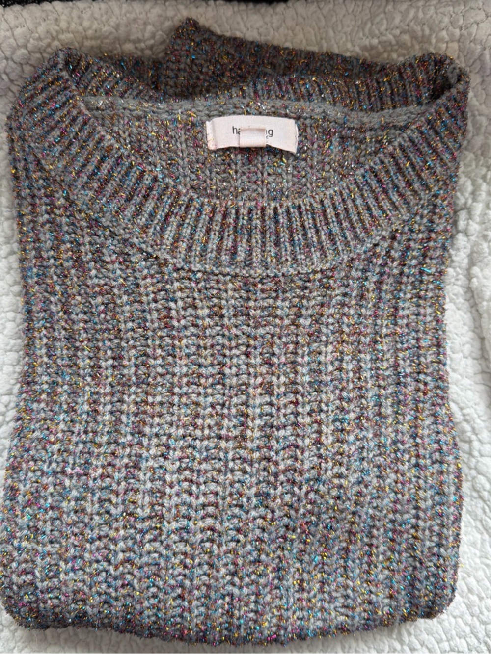 Multicolor Crewneck Sweater - Gray with sparkle